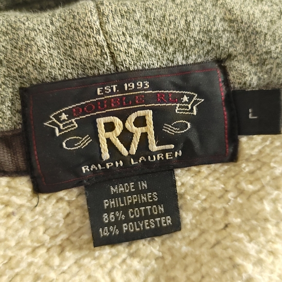 Ralph Lauren RRL Vintage Aztec Sherpa Lined Hooded Sweater Jacket Sz L Large - Picture 6 of 10